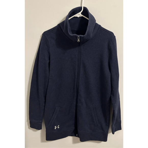Under Armour Navy Blue Full Zip Sweatshirt Sz M - Picture 1 of 7